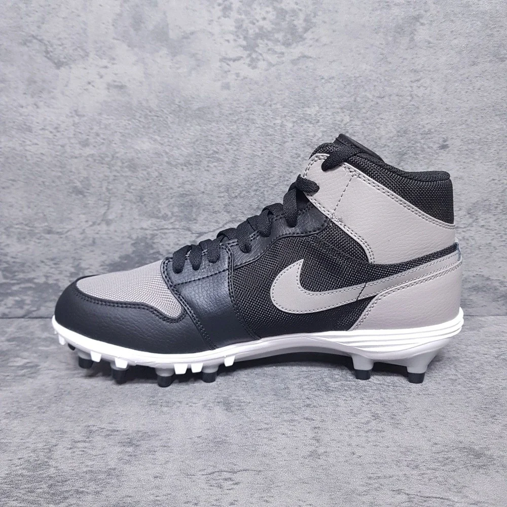 NIKE Air Jordan 1 TD Mid Shadow Grey Football Cleats Mens 8 Black Grey Lunarlon‎